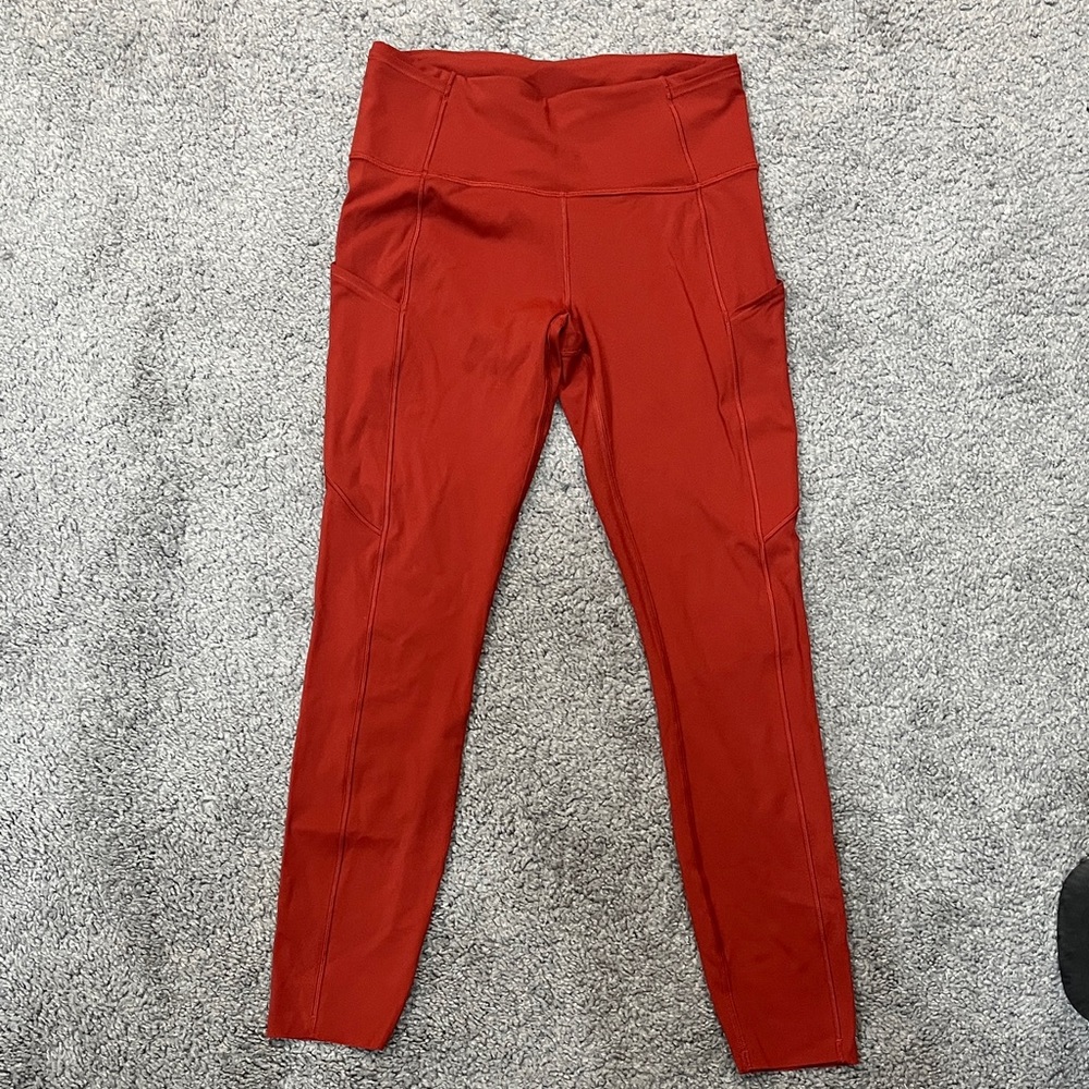 Lululemon Red Wunder Train High-Rise Leggings with Pockets